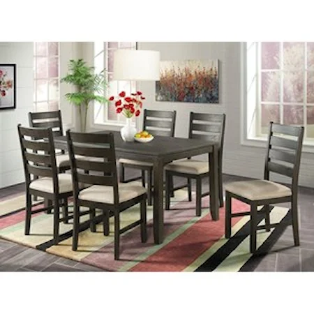 7-Piece Dining Set with Upholstered Ladderback Chairs
